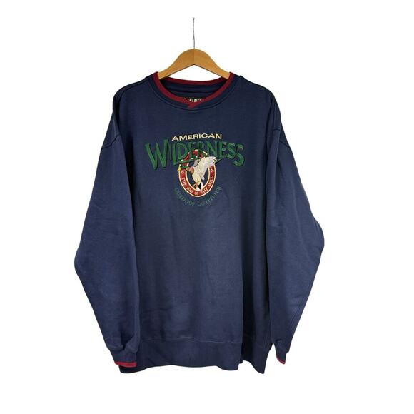 NWT Vtg Great American Mens Wolfs Wilderness Outdoor Crossover Sweatshirt Sz XL - Picture 2 of 7